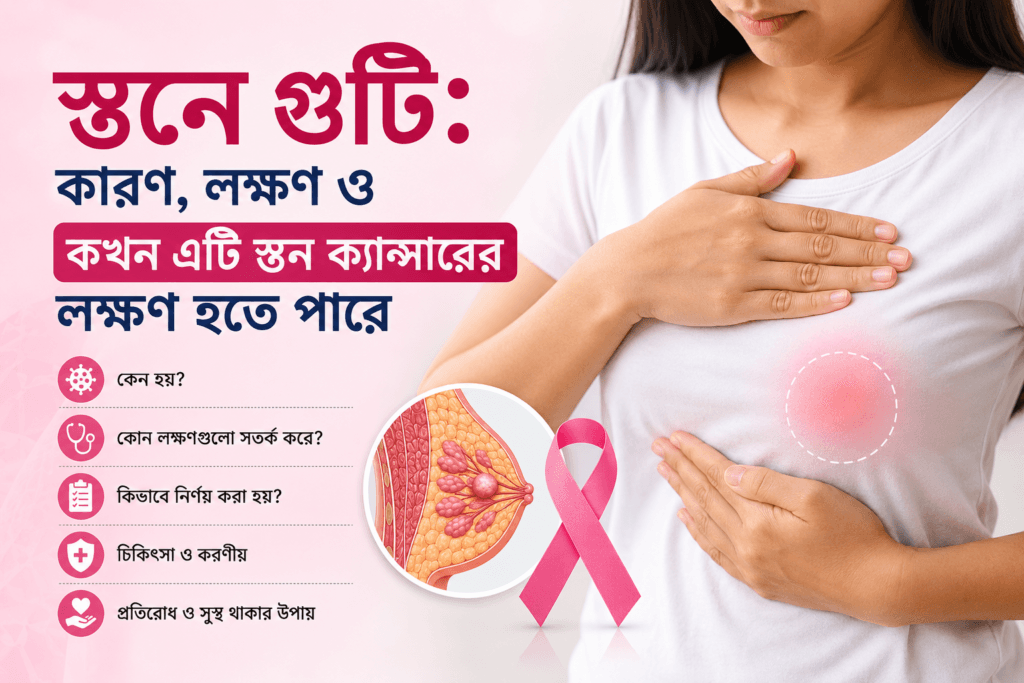 স্তনে গুটি: কারণ, লক্ষণ ও কখন এটি স্তন ক্যান্সারের লক্ষণ হতে পারে